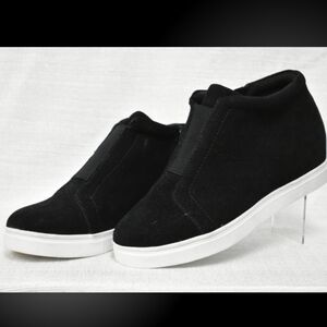 AQUA COLLEGE GLADY 1/2" Platform GLADY Wedge Athletic Sneakers Blk Suede Size 7